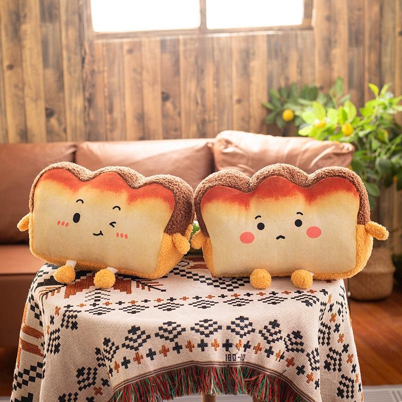 Plush Toast Bread Pillow Kawaii Food Toast Soft Doll Winter Hand Warmer Home Decoration Cushion Kids Toys Birthday Gift