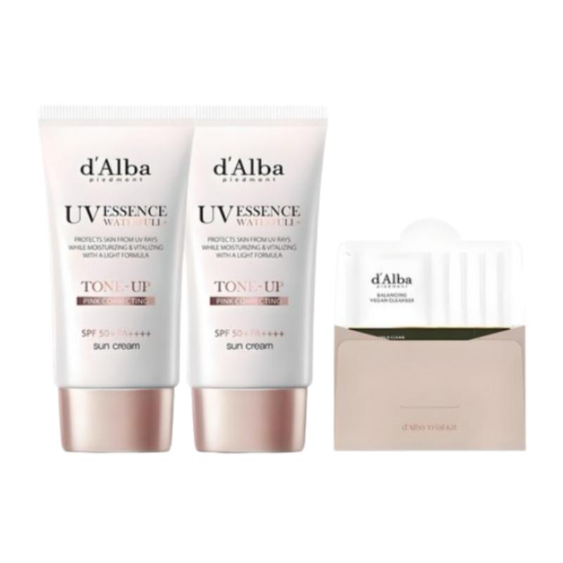 d'Alba Waterfull Tone-up Sun Cream SPF50+ PA++++ 50ml x2p + Cleanser 15ml