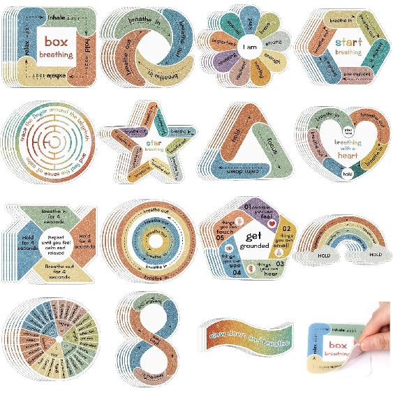 75Pcs Calm Stickers for Anxiety Sensory Textured Sensory Stickers Anti Stress Anxiety Relief Items Boho Calm Sticker Bulk Waterproof Fidget Adults