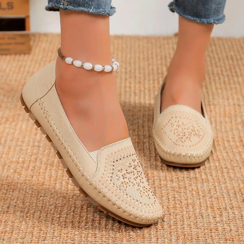 Fashion 2024 Hot Sale Women s Shoes Slip on Women s Flats Outdoor Loafers Flats Shoes Crystal Round Toe Soft Bottom Light Ladies Shoes 35 2809₽
