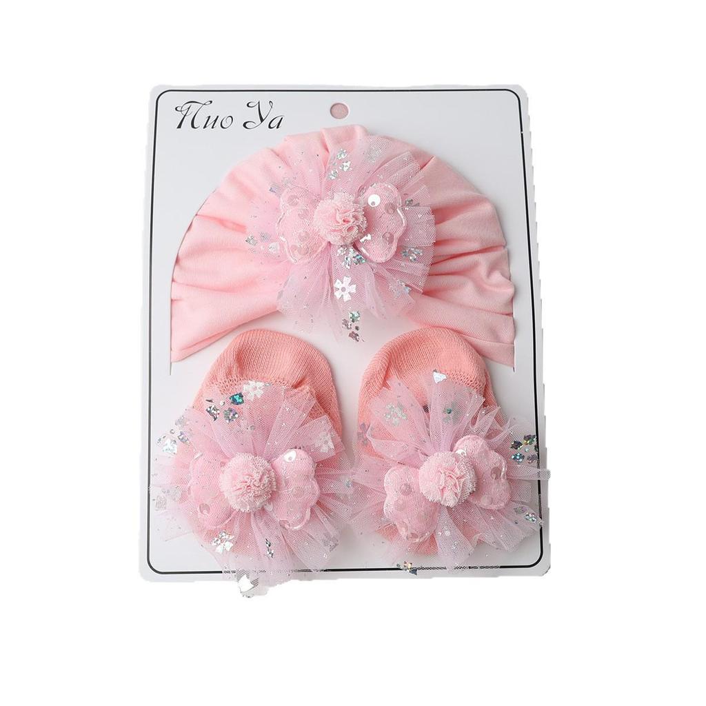Adorable Baby Hat & Non-Slip Sock Set with Cute Princess Wings - Protects Fontanelle
