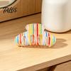 Smooth Surface Hair Clip Claw for Women, Hollow Widened with Curved Transparent Anti-Slip Teeth, Acrylic Rainbow Design Accessory Teeth