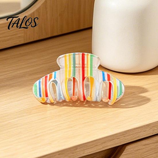 Smooth Surface Hair Clip Claw for Women, Hollow Widened with Curved Transparent Anti-Slip Teeth, Acrylic Rainbow Design Accessory Teeth