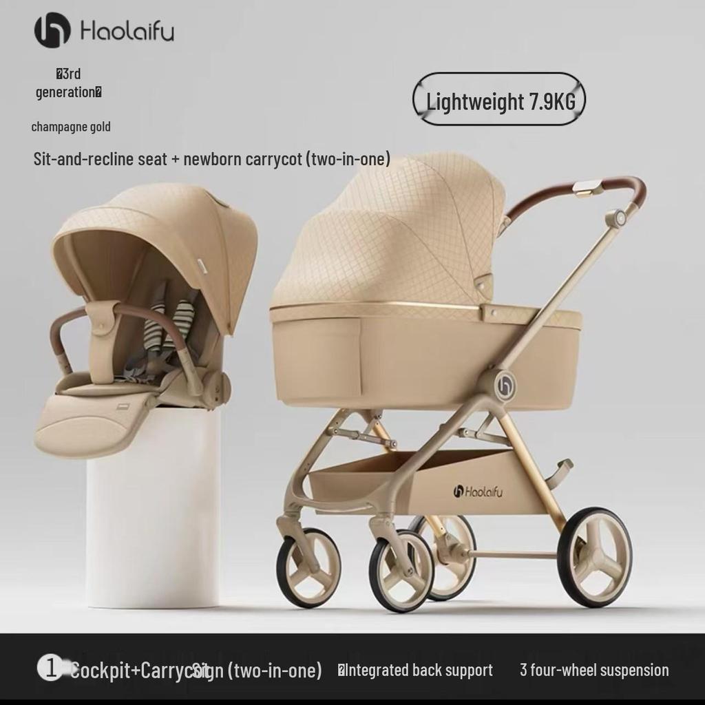 Convertible High Landscape Baby Stroller: Lightweight, Foldable, for Infants & Toddlers Aged 0-3 Years
