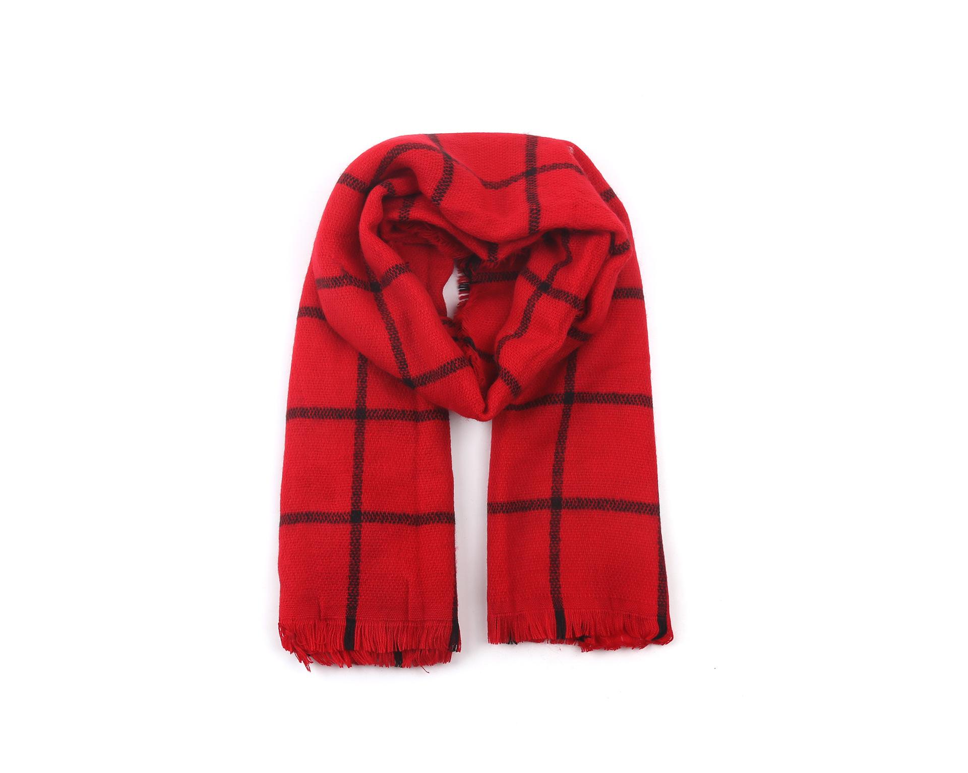 

Autumn and winter large grid imitation cashmere red Korean version student plaid scarf shawl couple warm scarf 200*80cm красный