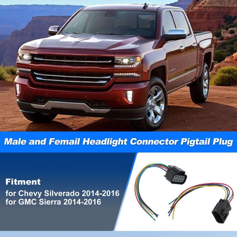 X Autohaux Male and Female Headlights Connector Harness Plug Wire for Chevy Silverado