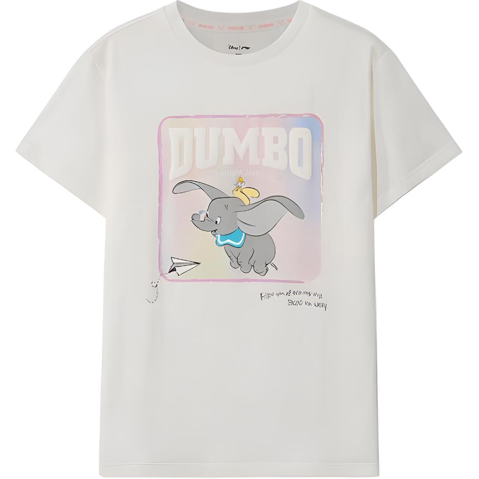 

Li Ning X Disney Dumbo Cartoon Print Свободная спортивная футболка для женщин, топы белого цвета AHSRA64-1 XXL