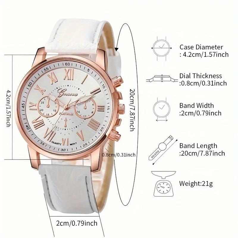 Fashion Geneva Quartz Watch Roman Numerals Three Eye Six Pin Casual Wrist Watch for Women Men Couple Stylish Dress Watch