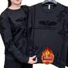 Men's Fleece-Lined Rhinestone Sweatshirt: Trendy, Warm, Long-Sleeve, Plus-Size, Round Neck for Autumn and Winter.
