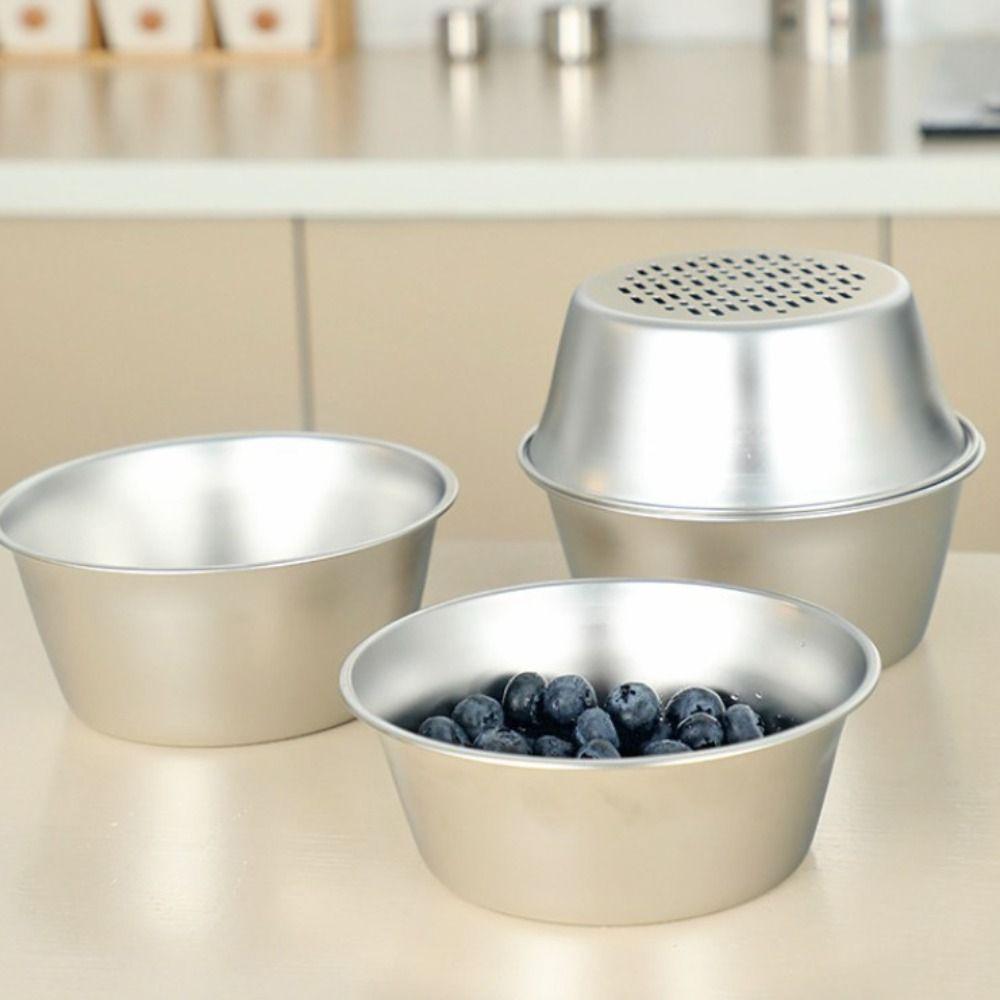 2Pcs/Set Stackable Rice Colander Rust-proof Kitchen Drainage Bowl  Prepare The Food