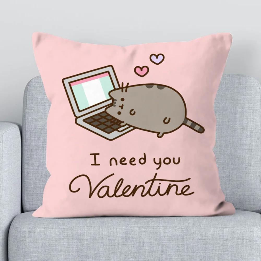 Cushion Cover  Kawaii Fat Cat Pillowcase Decorative Pillowcases x Pillow Hugs Short Plush Lounge Chairs Duplex Printing