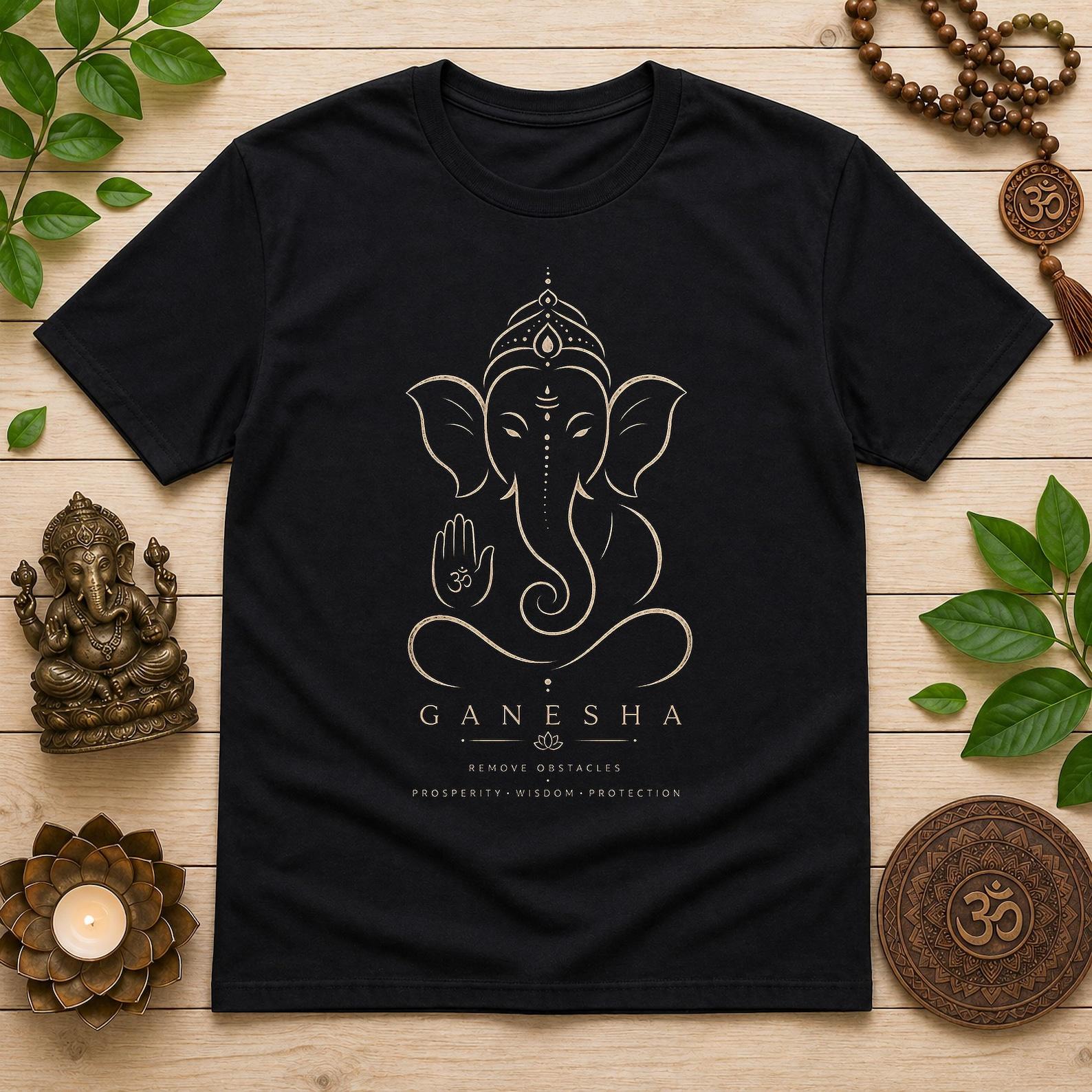 Ganesha T Shirt: Spiritual Yoga Tee | Hindu God Shirt | Meditation Mindfulness Gift | Boho Zen Aesthetic | Lord Ganesh Elephant Deity S