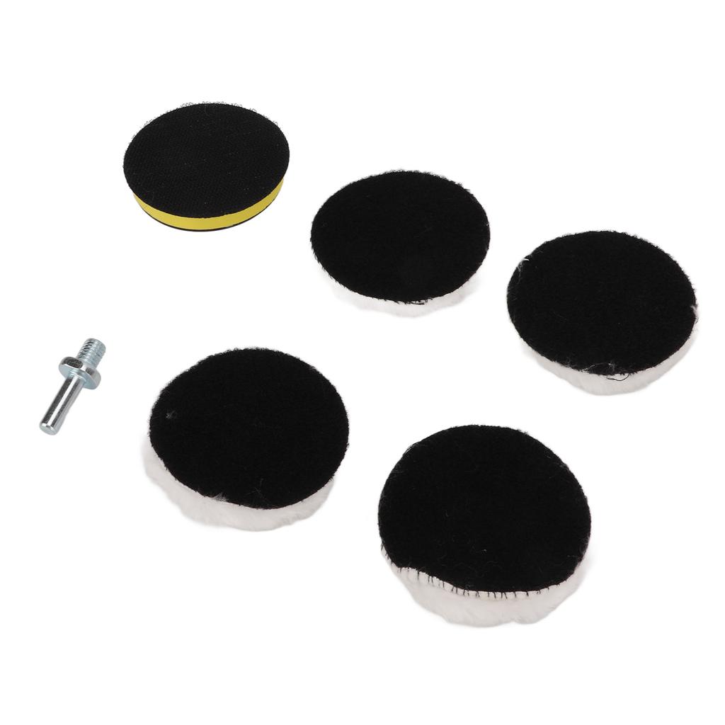 3in Imitation Wool Polishing Pad Kit with 5/8in‑11 Drill Adapter Buffing Pads for Car Buffer Polisher Wool Polishing Pad