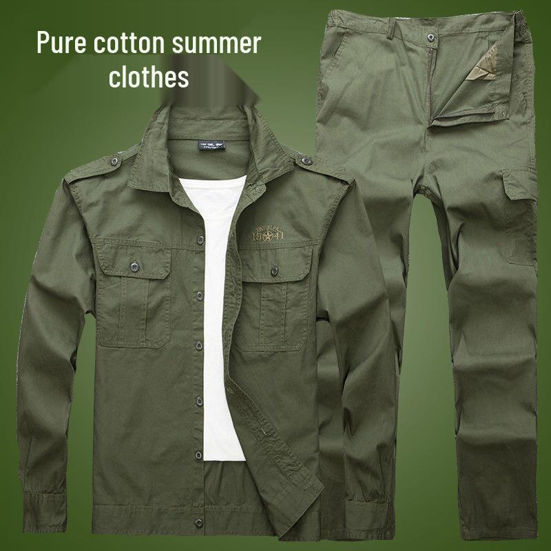 

Чоловічий та жіночий бавовняний робочий костюм - Захист для роботи на відкритому повітрі та уніформа для військової підготовки, армійський зелений 190 [Suggest Weight 180-200 kg]