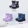 Children's Waterproof Snow Boots with Ice Cleats - Warm, Non-slip, Velvet-lined Winter Boots for Medium To Large Kids, Blue.