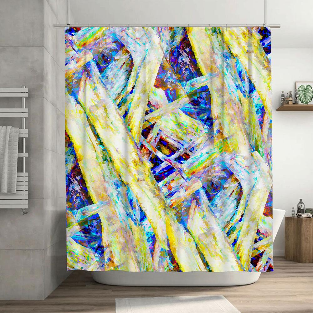 Modern Bathroom Decor: Vibrant Abstract Shower Curtain Set with Metal Hook for Bathtub Decoration Multiple Sizes Available