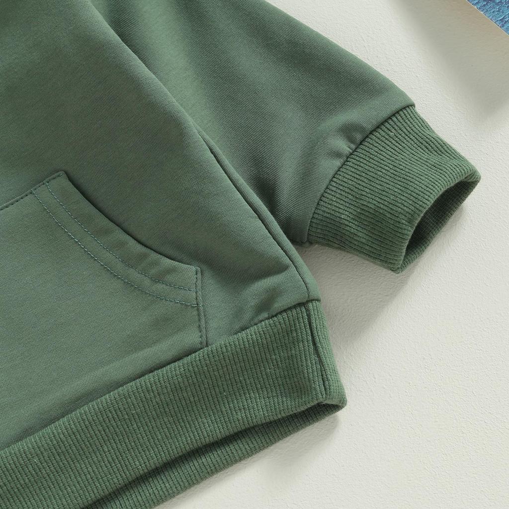 Toddler Boys Fall Outfits Pocket Embroidery Crew Neck Long Sleeve Sweatshirts and Long Pants 2Pcs Clothes Set