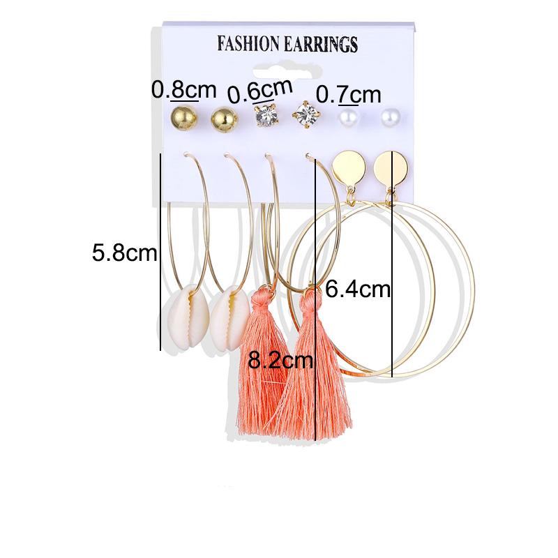 Women's Earrings Set Tassel Resin Earrings for Women Bohemian Fashion Jewelry Geometric Vintage Hoop Earings