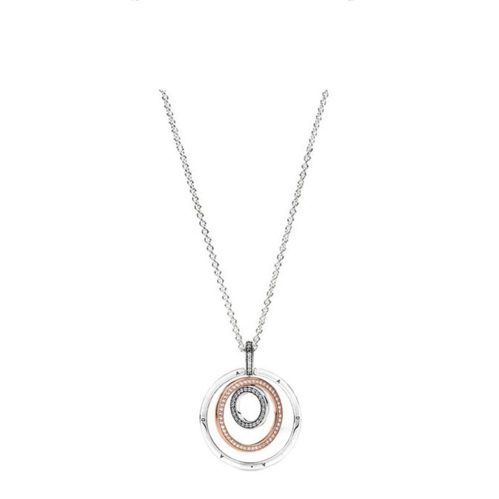 925 Silver Plated Double Ring Necklace Minimalist Collarbone Chain Dainty Layering Jewelry