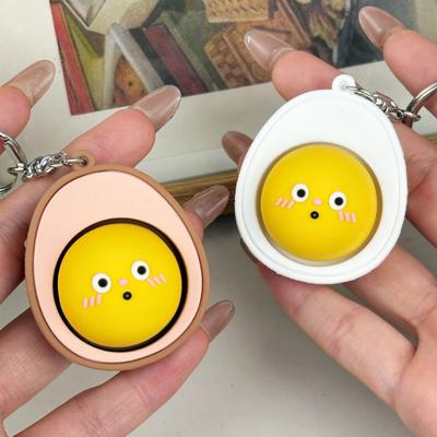 Egg Yolk Clicker Keychain Half Egg Decompression Button Key Ring Backpack Schoolbag