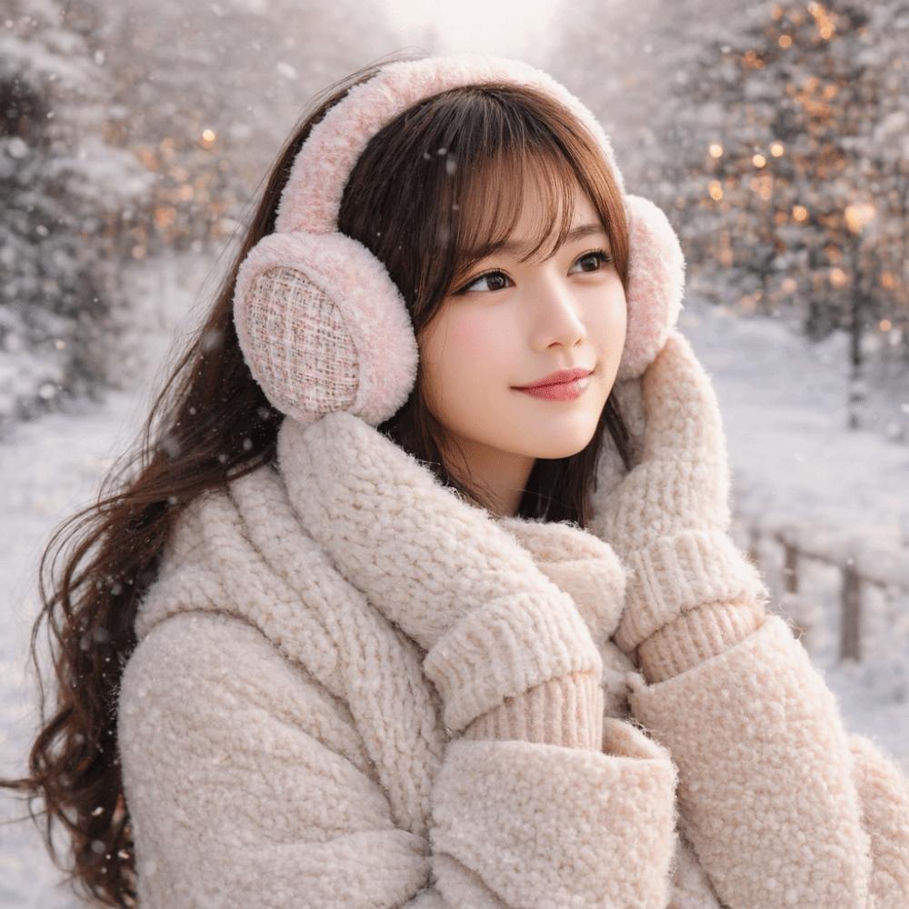Windproof Foldable Ear Cover Plush Winter Thicken Earflap Winter Warm Earmuffs  Cold Weather