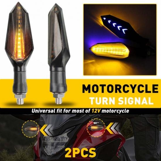 Motorcycle LED Signals Turn Lamp Amber Brake Lights Two Side Sequential Flowing