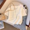 Haut Pullover Fin Design Crochet Creux d'Été Blouse pour Femmes T-shirts French Sweet Manches Courtes Chemise Tricotée
