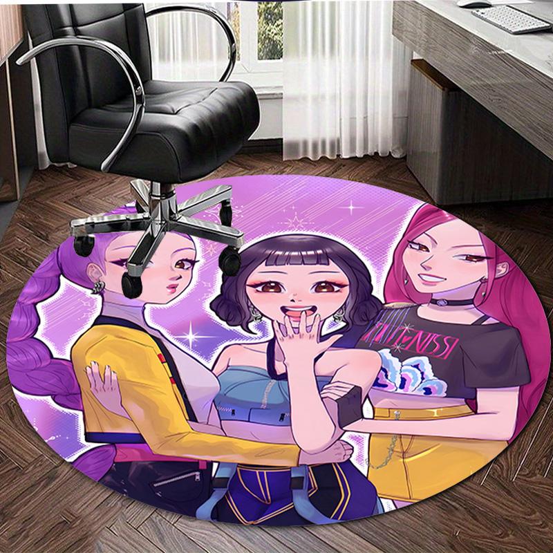 1pc KPop Demon Hunters10 Design Printed Area Round Carpet for Bedroom Living Room Home Decor Rugs Mat Non Slip Mat Rug for Bedside