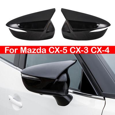 Pour Mazda CX-5 CX-3 CX-4 Couvercle de Rétroviseur Latéral Arrière de Voiture Capuchon d'Aile Klaxon Étui Rétroviseur Extérieur de Porte Moulure Autocollant Fibre de Carbone