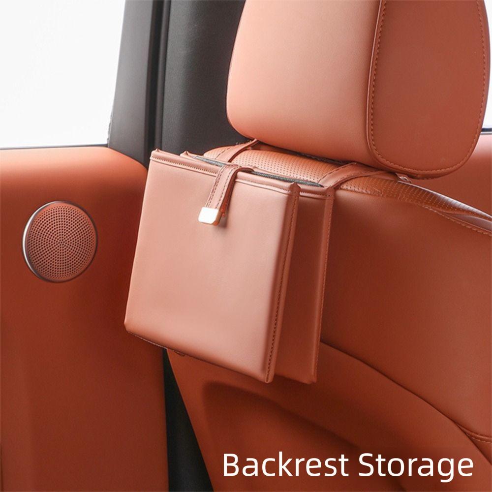 Leather Foldable Car Trash Bin Waterproof Car Backseat Storage Box Car Garbage Bin Car Supplies