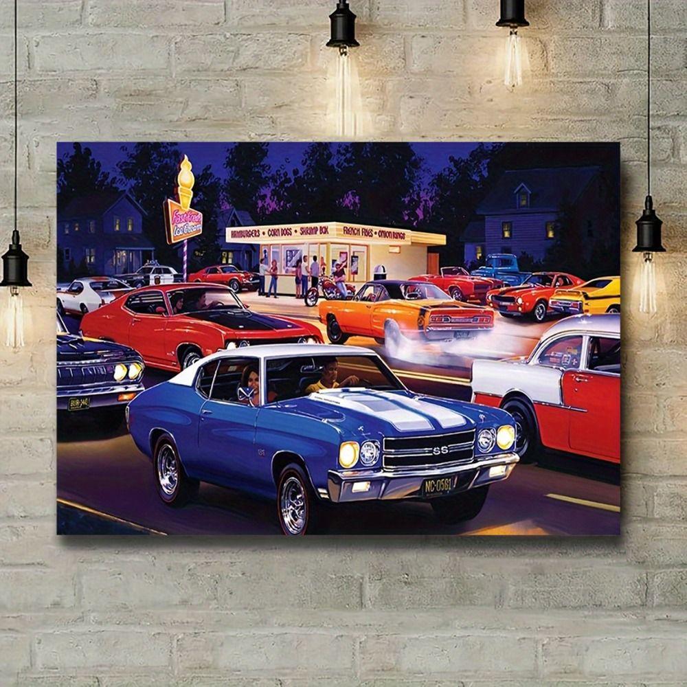 Vintage Metal Car Sign Decor Gift For Auto Lovers Garage Wall Art