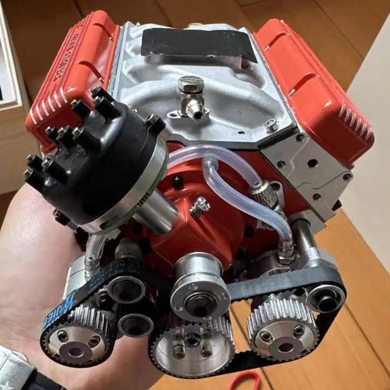 Cison V8 Engine Kit Gas,Ohv V8 Small Block Engine Model Kits 4-Stroke 44cc Water-Cooled 1/6,Mini Build Your Own Stem Cison Running Engine Kits