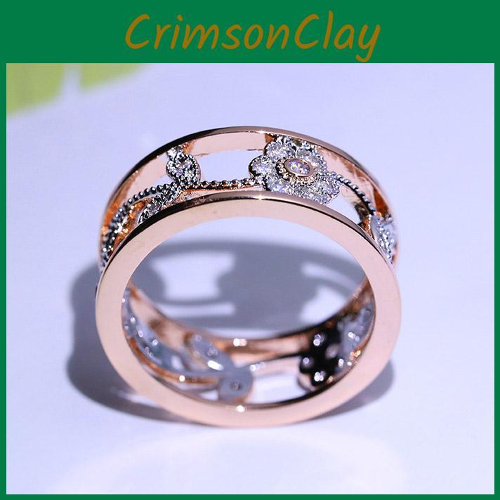 Exquisite Women Classics Fashion Flower Plating Zircon Wedding Ring With Timeless Appeal