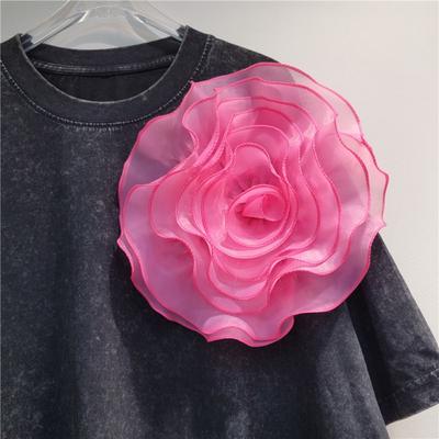 Sewing Applique Organza Fabric Artificial Rose Flowers Patch Chest Flower Wedding Dress Decoration Clothing Sewing Accessories