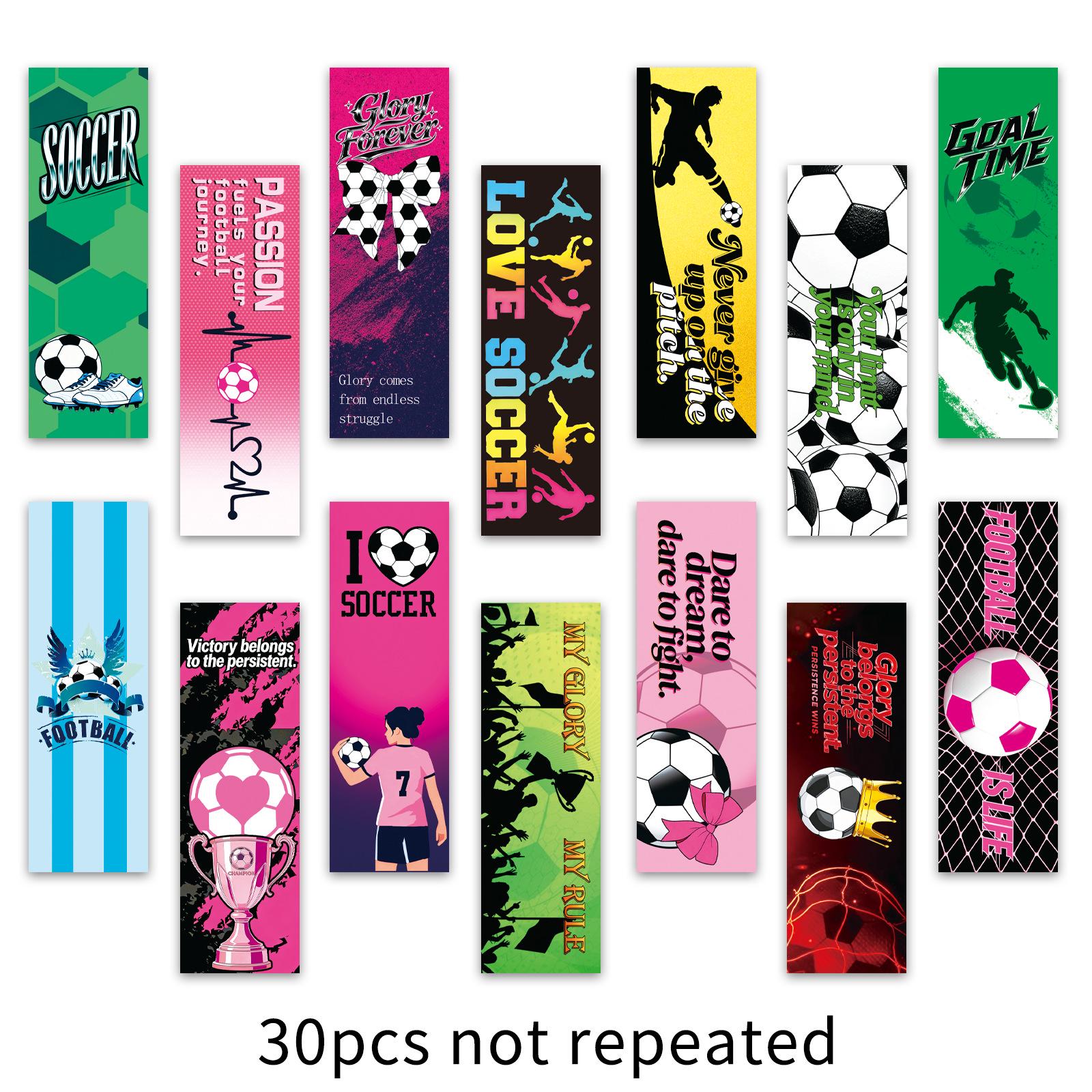 30 Football-Themed Paper Bookmarks - Non-Adhesive, World Cup-Style Book Markers