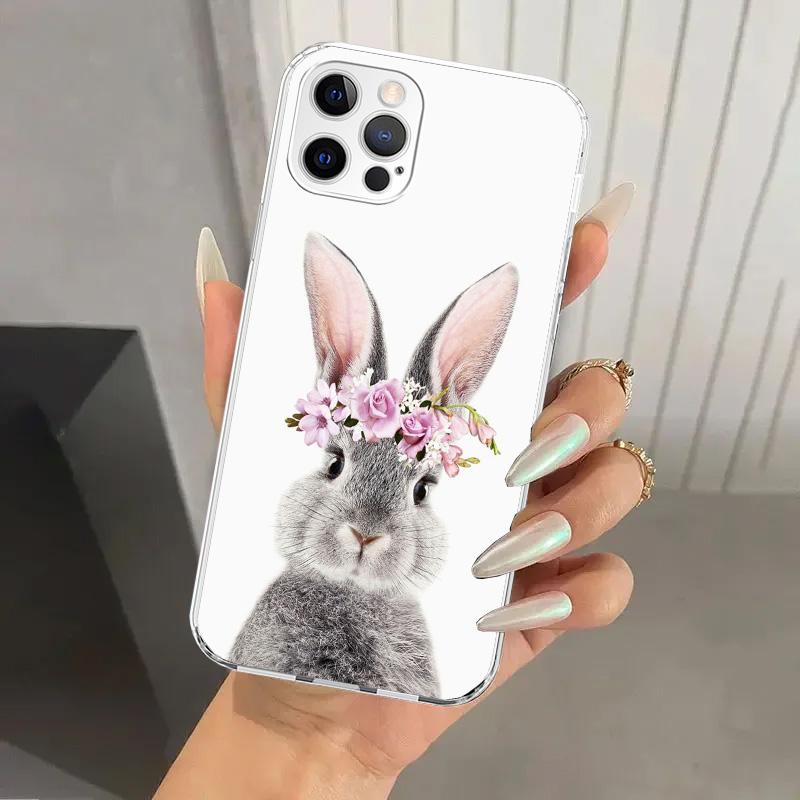 Cute Bunny Baby Rabbits Phone Case for Iphone 17 Air 16 15 Plus 14 13 Mini 12 11 Pro Max 16E 7 8 SE 2020 Soft Funda Print Shell