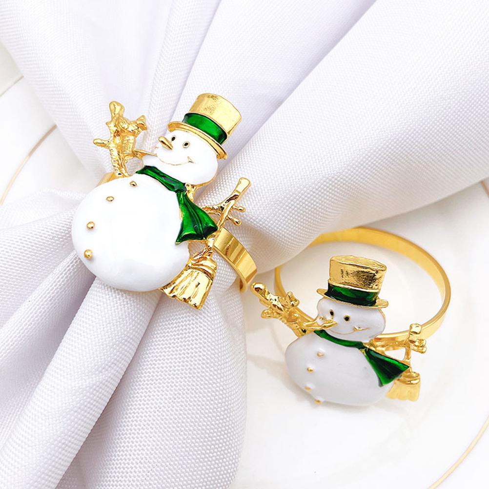 Christmas Napkin Rings Set of 6 Snowman Metal Napkin Ring Holders for Dining Table Decor for