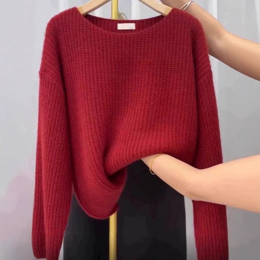 

Трендовый женский вязаный топ с длинным рукавом - Универсальный облегающий свитер для зимы 2024 S