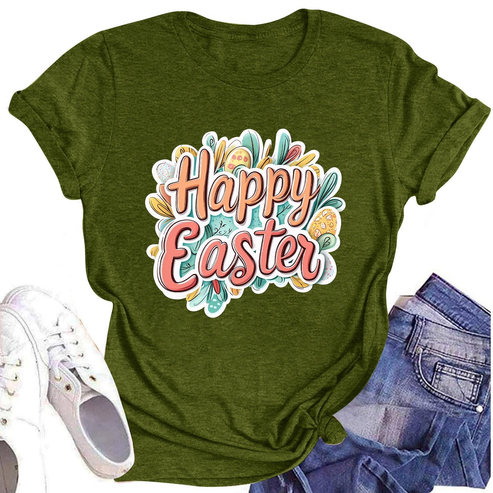 

Женский топ с круглым вырезом, повседневный принт, футболка с короткими рукавами L армия зеленый