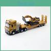 Flat Trailer And Excavator Model Alloy Construction Vehicle With Sound Light Features For Kids Play