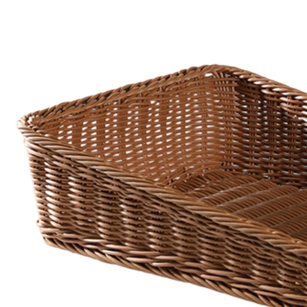 Bread Basket Fruit Storage Meal Imitation Rattan Serving Tray for Living