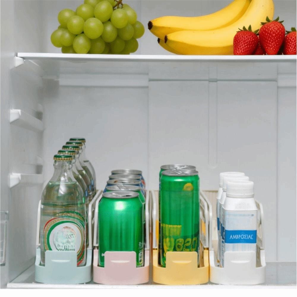 Self Rolling Soda Can Dispenser Foldable Space-Saving Refrigerator Storage Rack Large Capacity with Handle Drink Organizer