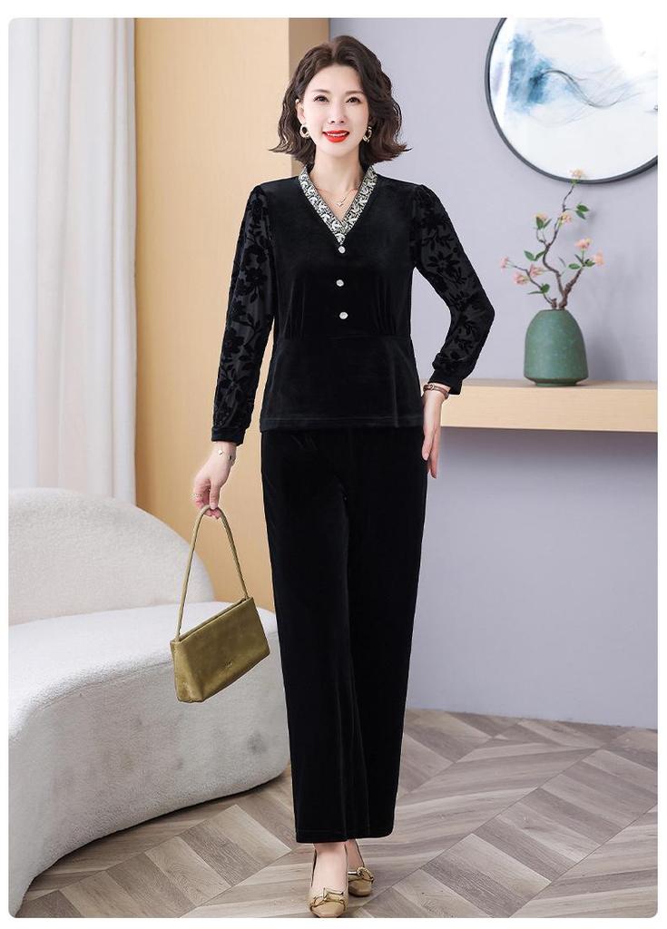 Mother's Velvet Long-Sleeve Top - 2026 Fashion for Middle-Aged & Elderly Women