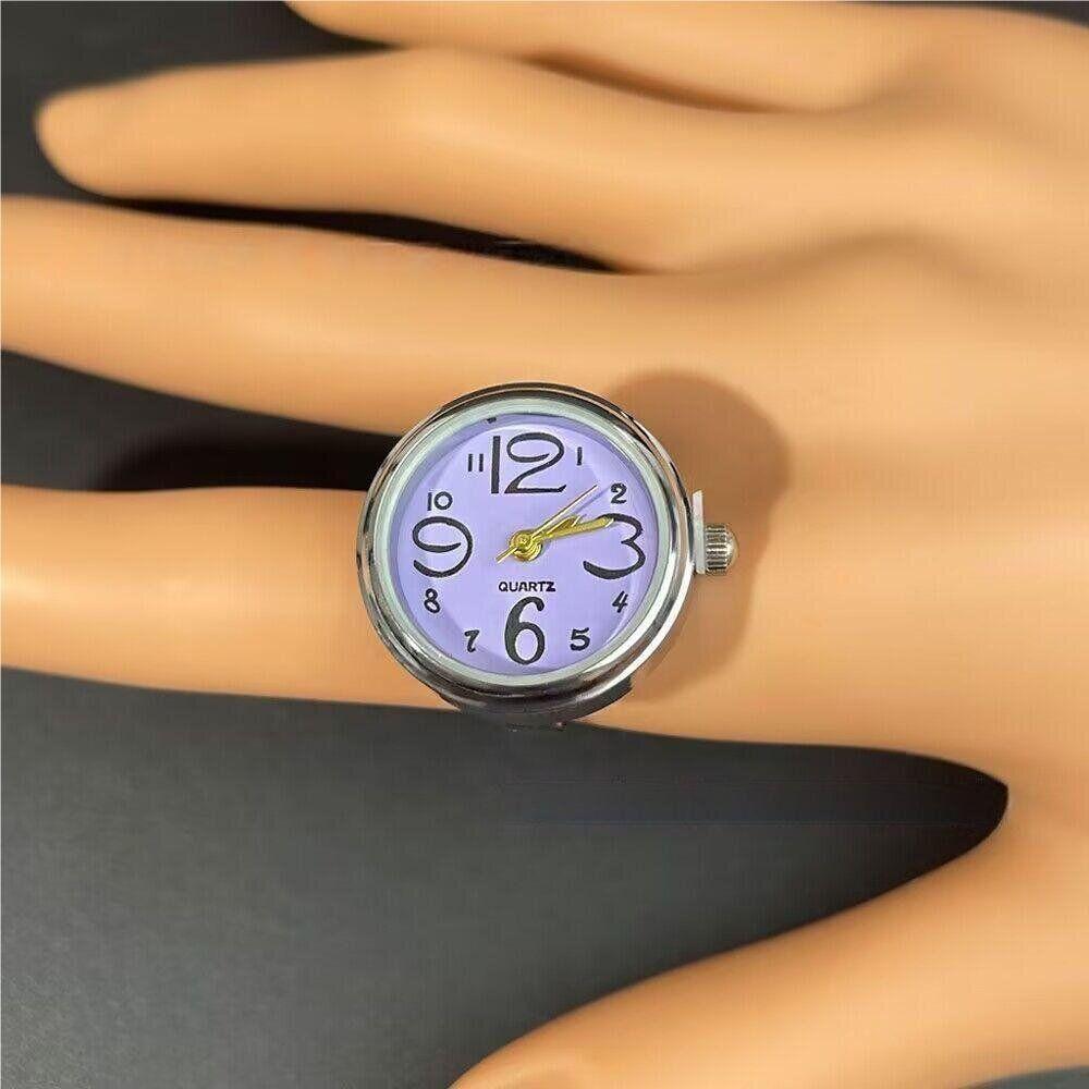 Fashion Creative Steel Round Elastic Quartz Finger Ring Watch Lady Gift Girl