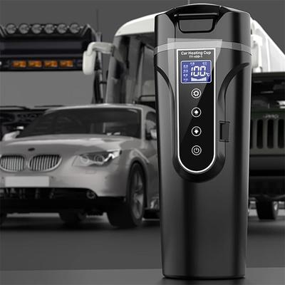 Auto Elektrická konvice 12‑24V Auto Hřející hrnek Auto Vyhřívaný hrnek Nerezová ocel LCD Displej teploty Cestovní Elektrický hrnek na kávu na Čaj Kávu Mléko