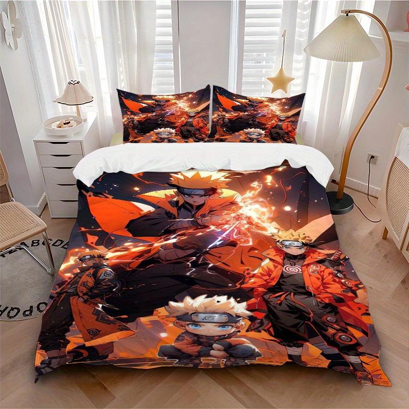 3pcs Naruto Bedding Set - Includes 1 Quilt Cover and 2 Pillowcases, Comfortable Bedding with Stylish Design for Bedroom F049