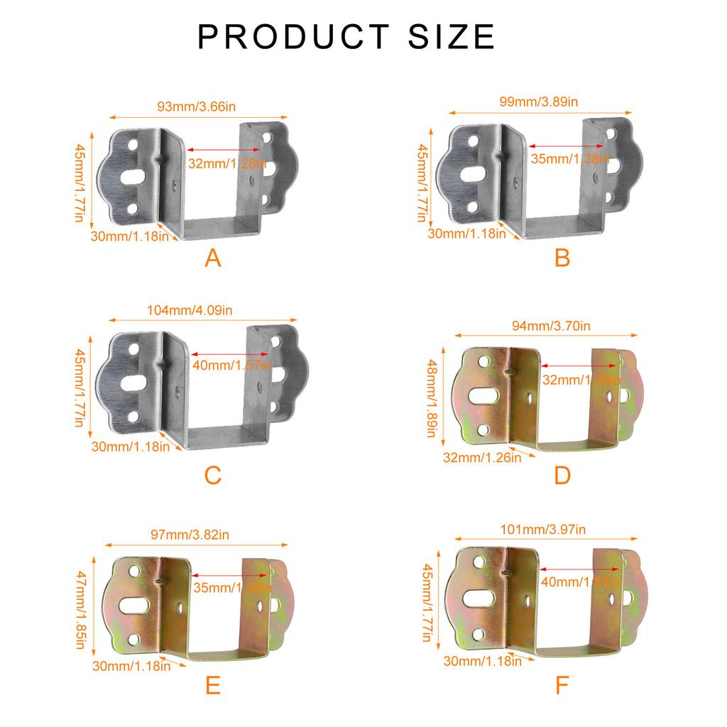 8pcs Bed Connectors Metal Furniture Brackets Bed Frame Clamps Set for Firm Bed Frame Support & Anti Corrosion Protection