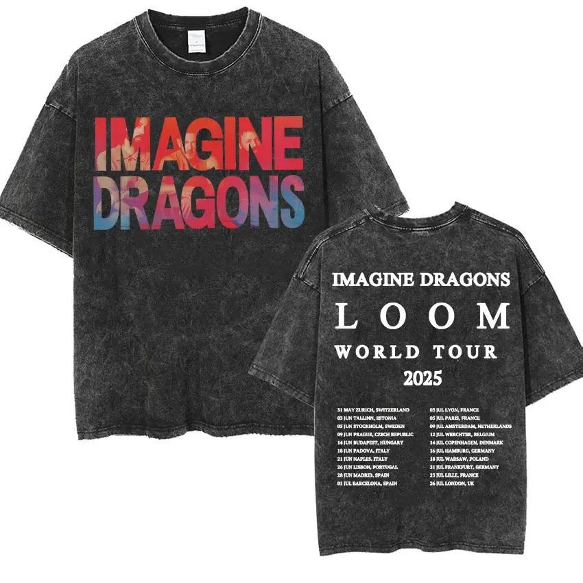 Imagine Dragons Band Loom Tour New Album T Shirts Men Women Fashion Hip Hop Style Retro Washed T-shirt Loose Short Sleeve