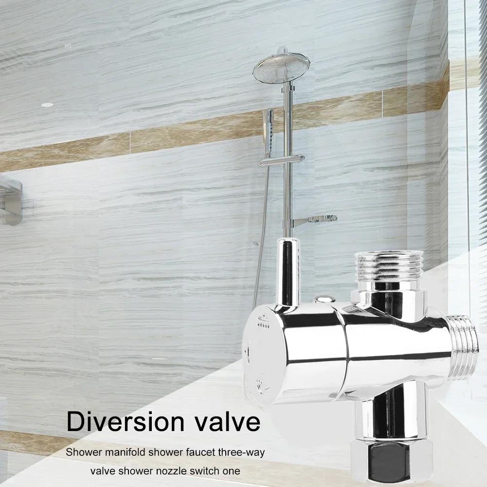 Three-Way Shower Shunt Valve - Easy Install Diverter Valve Water Separator Shower Tee Adapter Adjustable Replacement Part