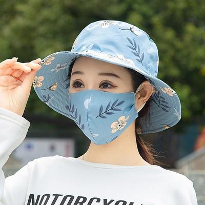 Damen UV-Schutz Maske Hut integrierter Sommer-Eimerhut Mutter Sonnenhut Teepflückerhut Sonnenschutzmaske